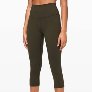 Lululemon Wunder Under Crop (High-Rise) Luxtreme 23” in Dark Olive